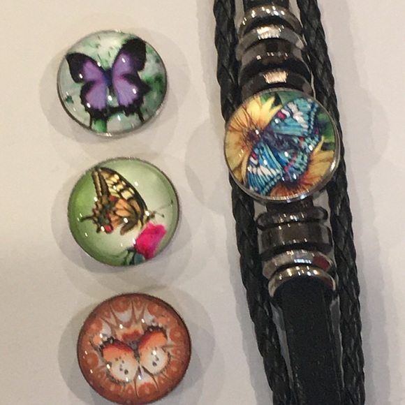 Black Leather Snap Bracelet - Picture 2 of 8